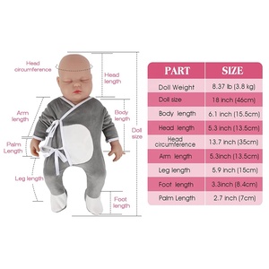 18 pouces réaliste Silicone <span class=keywords><strong>Reborn</strong></span> bébés nouveau-né endormi bébé fille et garçon pour les cadeaux d'anniversaire - Product Image 2