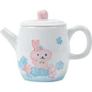 White Porcelain Hand Painted Rabbit Teapot With Lid Round Shape For Kung Fu <b>Tea</b> <b>Set</b> Afternoon <b>Tea</b> Ceramic Infuser - Product Image 5