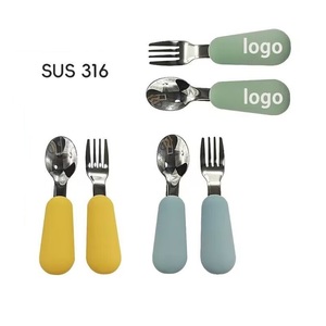 Cuillères de dégustation en acier inoxydable pas chères pour enfants, style japonais, ensemble fourchette et cuillère pour bébé, écologiques, sans BPA, vaisselle d'alimentation - Product Image 2