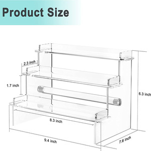 Espositori <span class=keywords><strong>in</strong></span> Acrilico, Organizzatore per Profumi da 9,5'', Espositore Trasparente Assemblabile a Più Livelli per Bicchierini da Shot, Scaffali a Gradini per Scrivania - Product Image 2