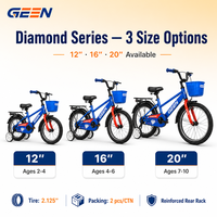 Vélo pour enfants GEEN 12 16 20 pouces avec roues d'apprentissage et panier, vélo pour garçons et filles, vente en gros OEM