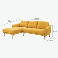 Canapé d'angle convertible 3 places en tissu lin jaune moderne, mobilier de salon, vente en gros