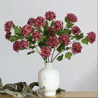 Bunga Hydrangea Artifisial Premium 3 Kepala Model Lukisan Minyak Grosir Rangkaian Bunga Musim Gugur