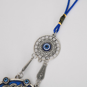 Ornamento Pendente <span class=keywords><strong>Albero</strong></span> della Vita in Vetro Blu con Occhio di Allah e Campanelle Blu e Nappa, Decorazione Bohemien per Parete e Finestra - Product Image 6