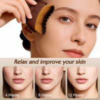 Brosse faciale ovale en bois de noyer pour drainage lymphatique, adaptée au visage, au corps, au menton et à la ligne de la mâchoire, conçue pour s'adapter à la peau