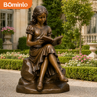 Sculpture réaliste d'une fille lisant un livre, statue décorative pour jardin, villa, hôtel, bibliothèque et décoration paysagère