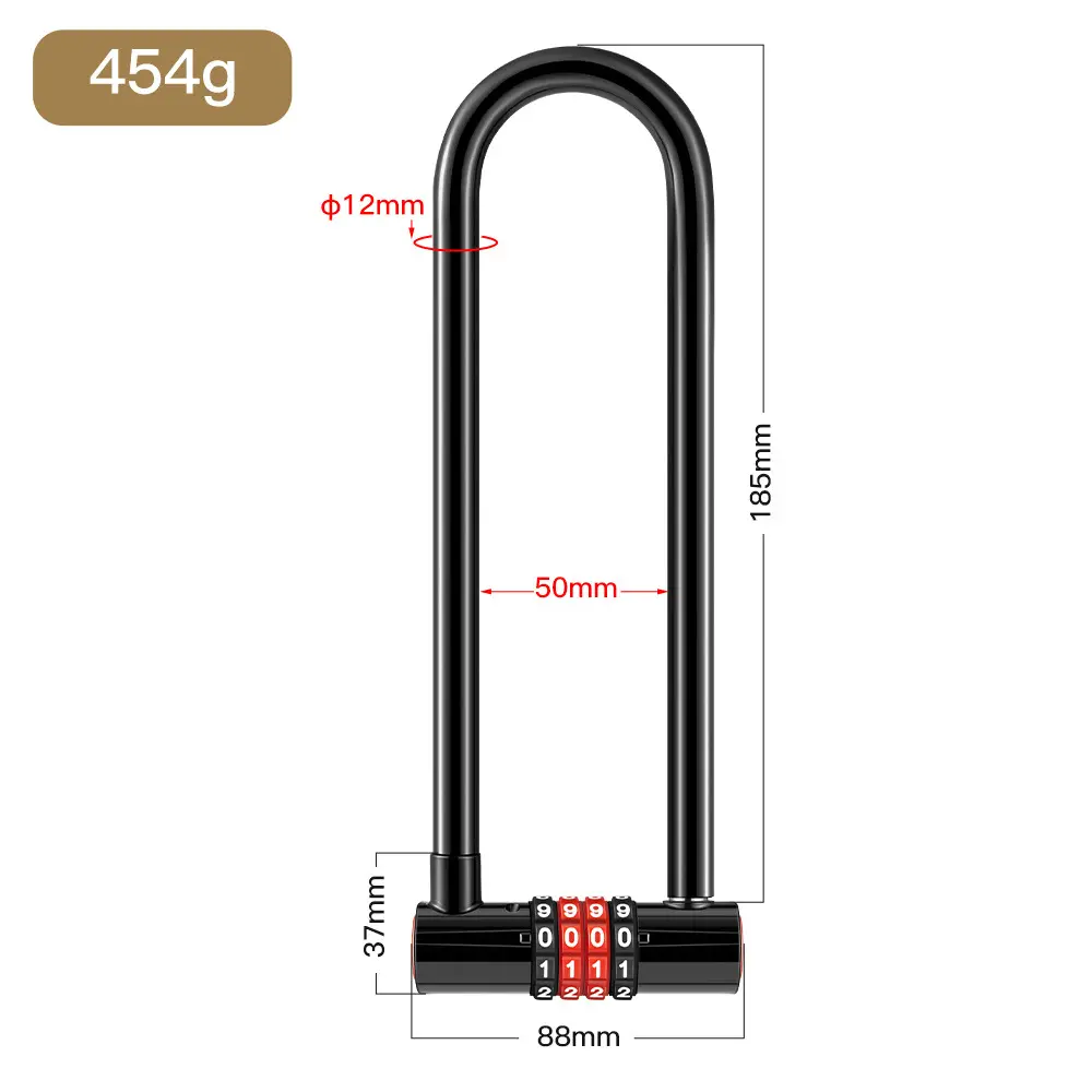 Groothandel Hoge Kwaliteit Fiets U-Lock Combinatie Slot Anti-Shear Anti-Diefstal Slot Fiets Accessoires