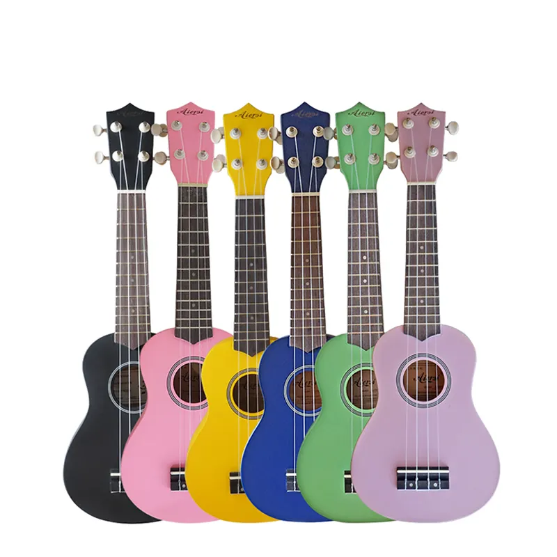 Wholesale価格Aiersi sinomusik木材Ukulele OEM ODM 21インチColourful Kidsウクレレハワイギター