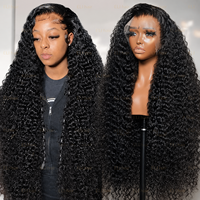 Perruques Lace Front HD Transparentes Ondulées Profondes pour Femmes Noires, Perruque Brésilienne 360 Full Lace, Densité 210%, Cheveux Humains Longs