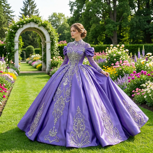 Robe de mariée de luxe Jxs18, robe de bal brodée, robe de mariée violette, robe de soirée, robe de Quinceañera, Jancember - Product Image 1