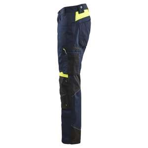 BLAKLADER - 155618608633D96 <b>Trousers</b> without nail pockets Dark navy blue/<b>Hi</b>-<b>vis</b> yellow - EAN 7330509921531 <b>WORK</b> <b>TROUSERS</b> - Product Image 3