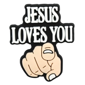 Custom I Love Jesus PVC scarpiera charm frase gesus smalto distintivo gesus re dei re signore dei signori spilla regalo per I bambini amici - Product Image 5