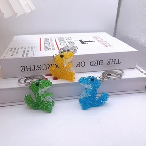 Wholesale Promotion Gifts Kids Birthday Souvenir Bag Charm Cute Animal <b>Keyrings</b> Clear Faceted Plastic Cartoon Dinosaur Keychain - Product Image 1