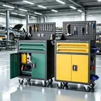 Chariot à outils roulant en acier de marque Tanyan, armoire à outils robuste avec tiroirs et panneau perforé pour la réparation automobile