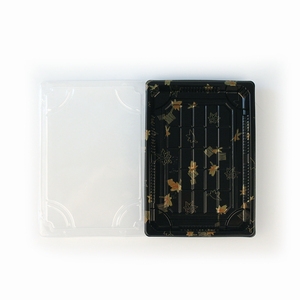 Bandeja Suchi con tapa caja de sushi <span class=keywords><strong>rectangular</strong></span> ecológica plástico PS desechable para llevar contenedores de comida de plástico negro - Product Image 4