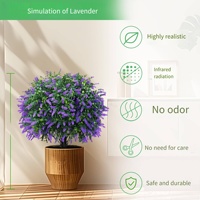 Tanaman Topiary Bola Buatan Warna Ungu Lavender Palsu Grosir dalam Pot Plastik Dekorasi Pohon Luar Ruangan