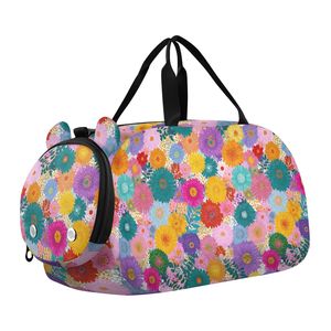 Sac de voyage en polyester à motif floral australien avec fermeture éclair, grande capacité, pour filles et enfants, compartiment pour chaussures de sport et de danse - Product Image 1