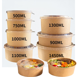 Échantillon Gratuit Bols à Salade en Papier Jetables Revêtus de PE avec Feuille d'Or 500ml/650ml/750ml/1000ml Emballage Alimentaire Personnalisé avec Logo pour Plats à Emporter - Product Image 5