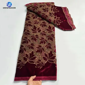 Wholesale Latest African Guipure Cord Fabrics Lace With French Velvet Embroidery 5 Yards Lace High Quality For Women Cloth