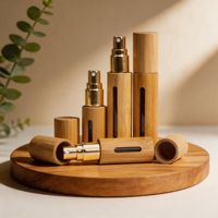 Atomiseur miniature en cuir avec logo personnalisé, coque en bambou, flacon pulvérisateur en verre rechargeable, flacon de parfum pour voyage, bureau, fête