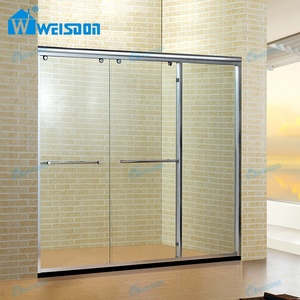 Weisdon nuovo prodotto in lega di alluminio casa <span class=keywords><strong>Hotel</strong></span> bagno incorniciato porta doccia in vetro temperato - Product Image 2