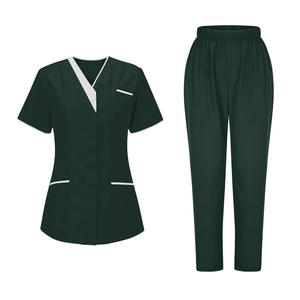 Tenue médicale (haut et pantalon) à col mandarin, anti-plis, extensible, pour médecins, infirmières et uniformes de salon - Product Image 1