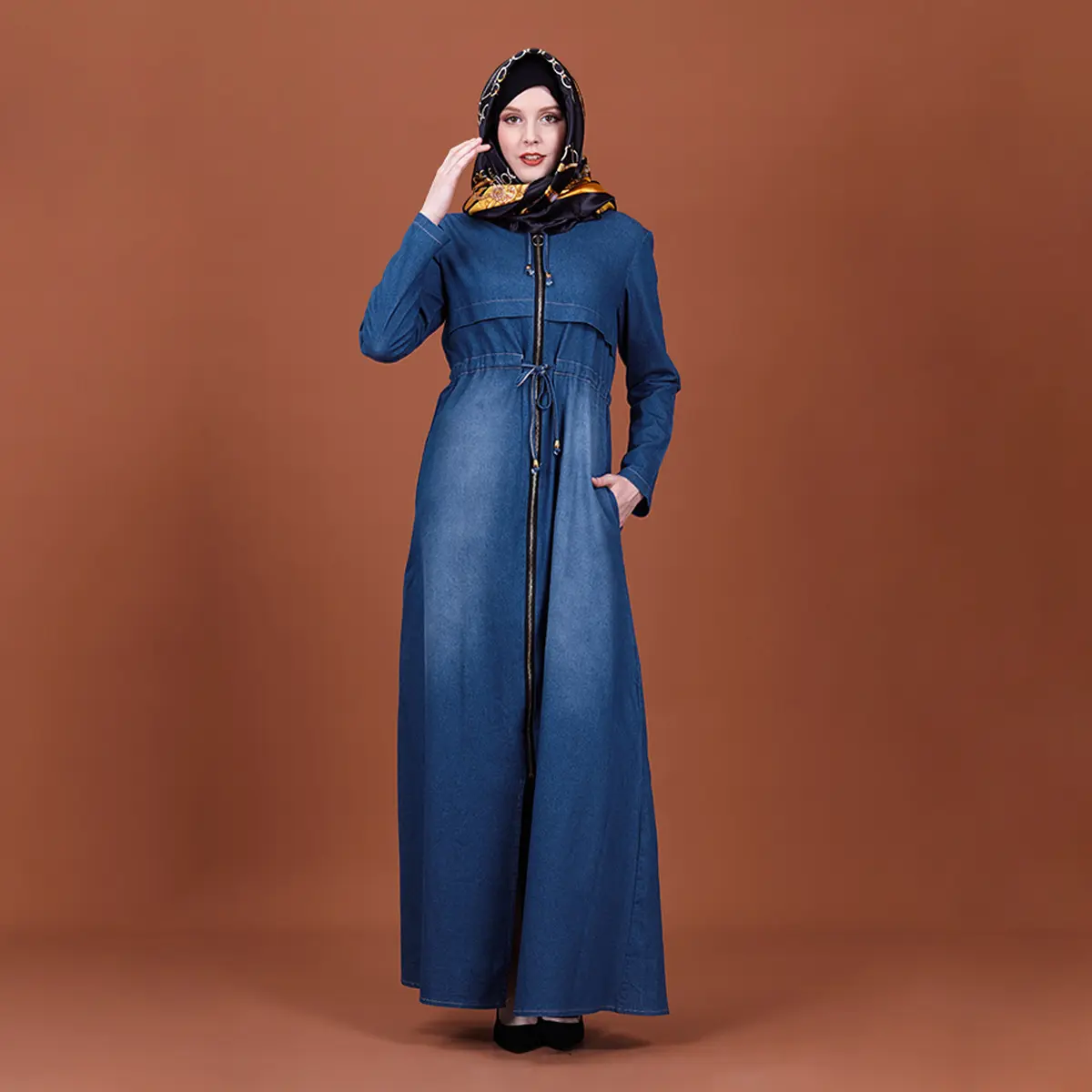 Müslüman kadın giyim İslami Denim Abaya elbise tasarımı son moda türk elbiseler Maxi uzun Abayas