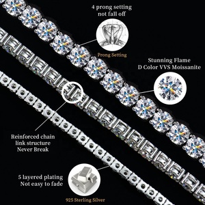 <span class=keywords><strong>Bracciale</strong></span> Tennis da Donna in Gioielleria Hip Hop di Grande Successo <span class=keywords><strong>con</strong></span> <span class=keywords><strong>Diamanti</strong></span> Moissanite da Laboratorio VVS1 da 2mm 3mm 4mm per Uomo <span class=keywords><strong>con</strong></span> Certificato GRA - Product Image 3