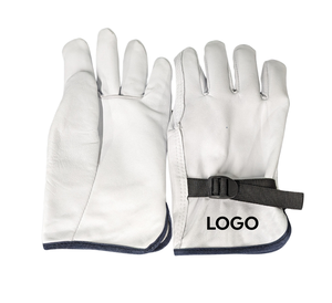 Guantes de Trabajo de Piel de Cabra Blanca de Alta Calidad, con Muñequera Ajustable, Resistentes, Personalizables, Talla <span class=keywords><strong>2XL</strong></span>, Protección Laboral, Industria, Conducción - Product Image 2