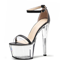 Chaussures de danseuse de boîte de nuit de 17 cm, chaussures de pole dance, chaussures fétichistes, couleur peau de serpent, sandales à bout ouvert pour femmes, strip-teaseuse, fétiche sexuel