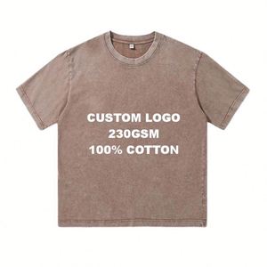 Camiseta Personalizada con Logotipo, 100% Algodón, 230 g/m², Estilo Retro Lavado, Tejido de Punto Jersey, Manga Corta, Digital, Corte Holgado, para Hombre y Mujer - Product Image 1