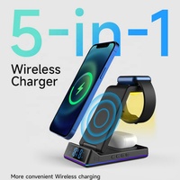 Nieuwe Multifunctionele 5 In 1 Draadloze Oplaadstandaard Met Lamp 15W Snelle Wekker Draadloze Oplader Voor Iphone 13 12 Iwatch Airpods