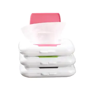 Dispensador de lenços umedecidos para bebês de plástico OEM portátil por atacado Caixa recipiente de lenços umedecidos higiênicos para bebês