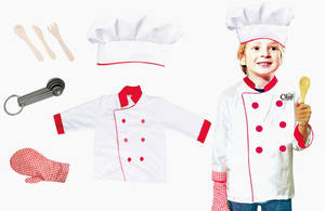 Disfraz de <span class=keywords><strong>Chef</strong></span> para Niños, Uniforme de Cocina de Color Blanco, Juguete de Imitación Moderno Occidental, Disfraz de Cosplay para Halloween - Product Image 2
