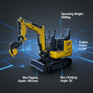 ミニクローラー掘削機 660kg 小型掘削機 マイクロ掘削機 エンジン搭載 ガーデンファーム 狭い場所用 建設機械 - Product Image 2