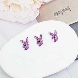 Qianya lujo 3D aleación oro brillo conejo cabezas uñas diamantes de imitación encantos AB Color diamante pistola uñas calcomanías Metal joyería - Product Image 5