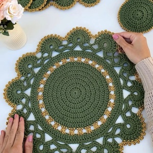 Supersky - Oferta Especial: Posavasos de Girasoles Hechos a Mano con Ganchillo, Tamaño y Color Personalizables, Resistentes al Calor, con Porta Servilletas - Product Image 6