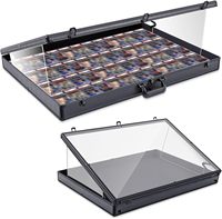 Vitrine de présentation pour cartes de visite, en aluminium, sur pied, noire, 24"x20", avec couvercle en acrylique transparent, portable pour salons professionnels