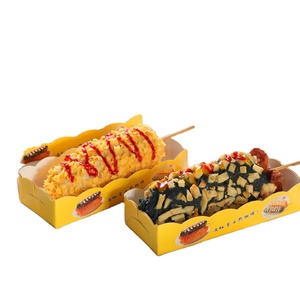 OEM Custom paper packaging hot dog tray takeaway food container box for packing corn