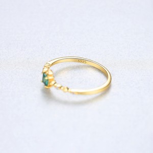 14K oro plata esterlina 925 verde delicada CZ joyería cuadrado Esmeralda anillo delicado anillo - Product Image 4