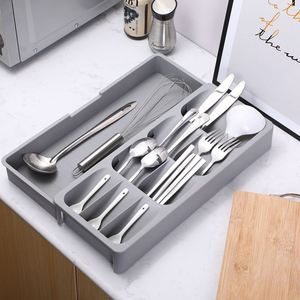 Folding Kitchen Cabinet <b>Drawer</b> Compartment Chopsticks Holder Food Grade PP Multifunction <b>Storage</b> Box - Product Image 3
