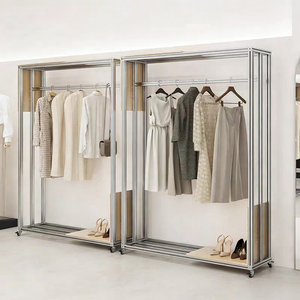 Espositore per Negozio di Abbigliamento in Lega di Alluminio, Appendiabiti Argento, Scaffale Laterale per Abbigliamento <span class=keywords><strong>Uomo</strong></span> e Donna - Product Image 1