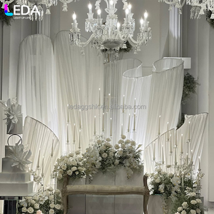 LEDA Fournitures de Décoration de Mariage Nouveauté Moderne Fond Métallique en Tulle Blanc Soie Lactée - Product Image 3