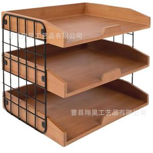 Wooden Storage Rack Multi Layer <b>File</b> Holder Office Desktop Book <b>Organizer</b> Modern Simple Design - Product Image 5