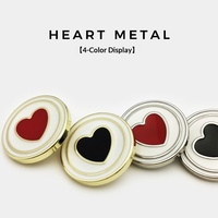 Kancing Dekoratif Berlapis Modern Mewah Bentuk Hati Merah Bulat dari Paduan Seng untuk Mantel Wanita, Jaket Angin, Sweater, Kemeja