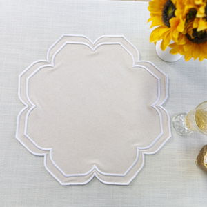 Vente en Gros de Napperon de Serviette en Lin de Taille Personnalisée, Tissu de Coton Moderne Français de Luxe avec Bord Brodé Festonné Fait à la Main pour Hôtel - Product Image 6