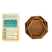 Plateaux de service personnalisés en bois d'acacia, plateau octogonal en bois, planches à charcuterie octogonales, plateau de service pour collations, thé et café