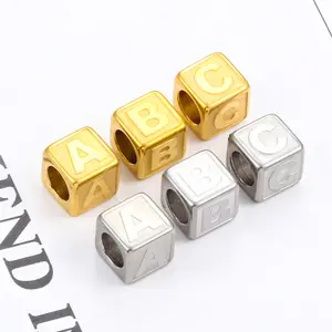 Custom stainless steel letter diy pendant silver gold plated 26 English alphabet charm pendant with hole jewelry sets