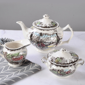 European Luxury Villa Ceramic Afternoon <b>Tea</b> Coffee Set Low Price Discount Round Pattern Glass Porcelain <b>Box</b> Packed Drinkware - Product Image 2
