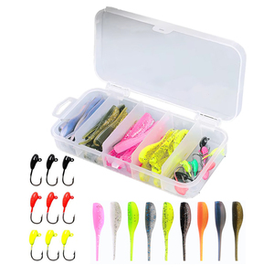 LUSHAZER 50 pz/set Kit esche da <span class=keywords><strong>pesca</strong></span> in plastica morbida per pesci da bagno Set esche artificiali <span class=keywords><strong>con</strong></span> <span class=keywords><strong>esca</strong></span> per trota spigola - Product Image 1